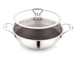 TRIPLY HONEY COMB KADAI WITH GLASS LID (Pro Series)